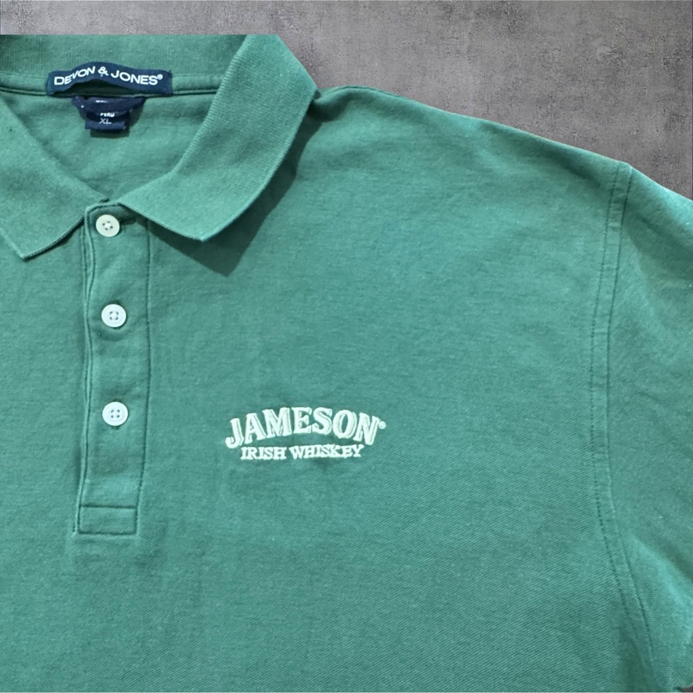 Devon & Jones Polo Shirt Men's XL Green Jameson Irish Whiskey